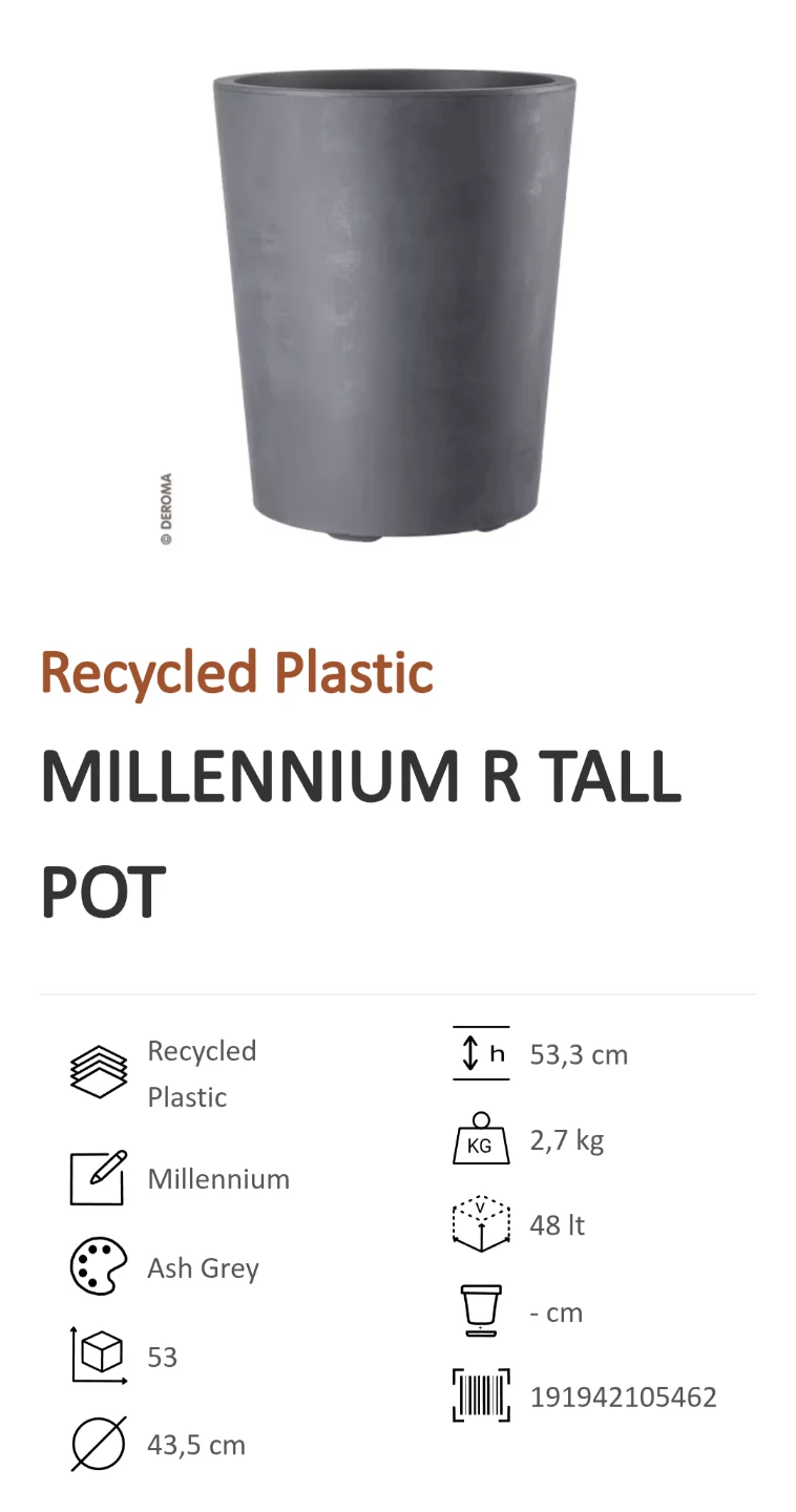 Deroma tall grey self-watering pot - photo 2