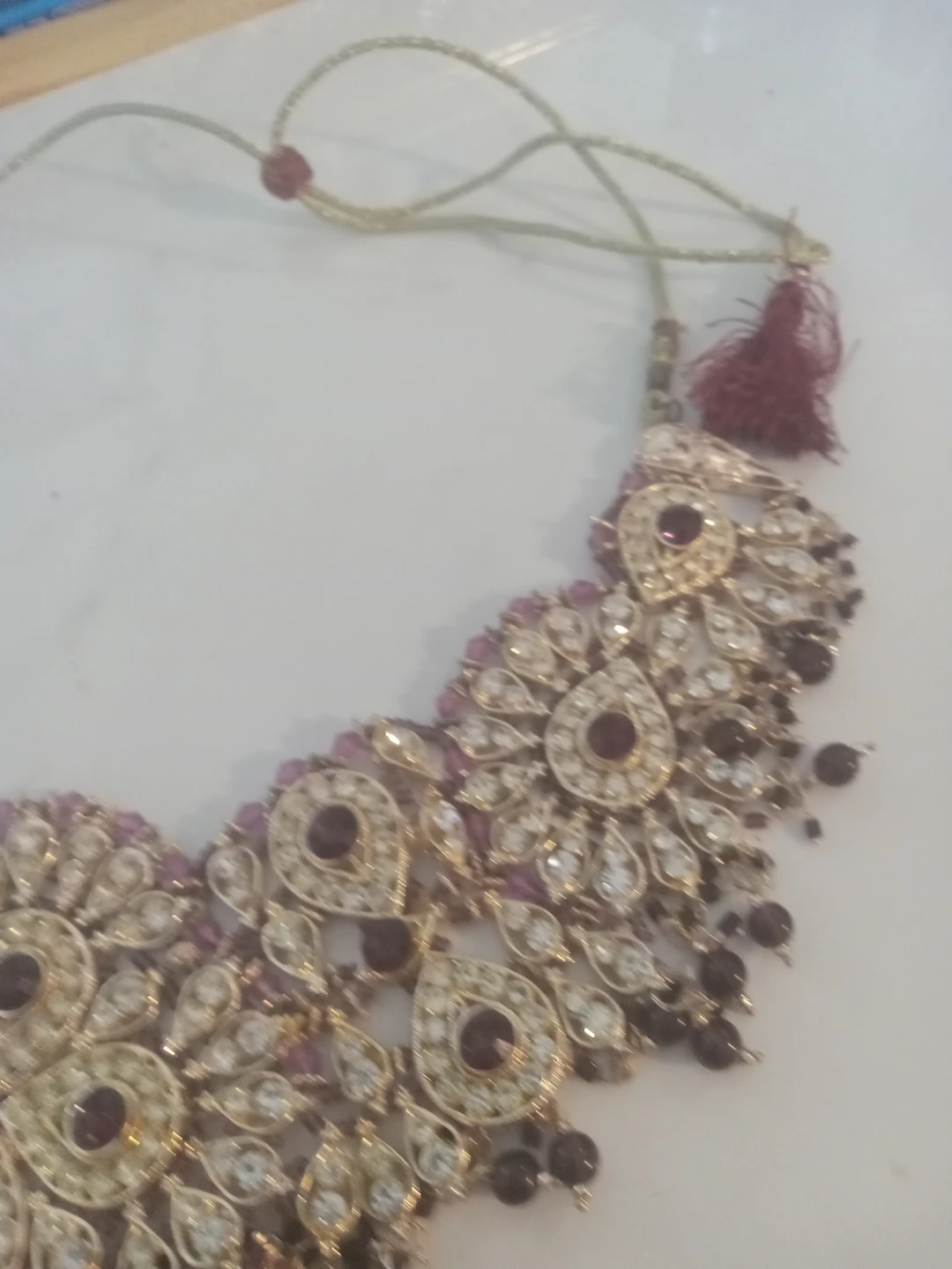 Ornate Purple and Gold Statement Necklace - photo 3