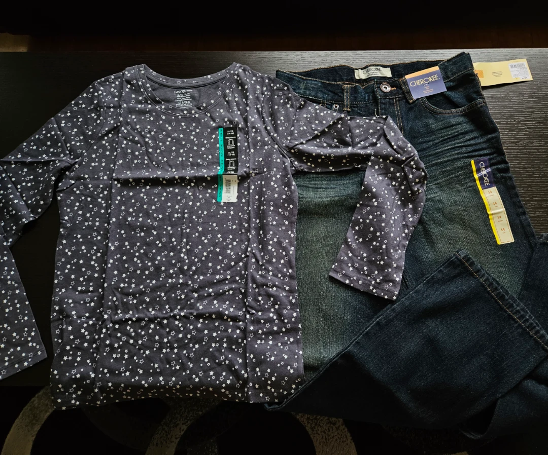 Jeans and Long-Sleeve Shirt Set (14 With Tags)