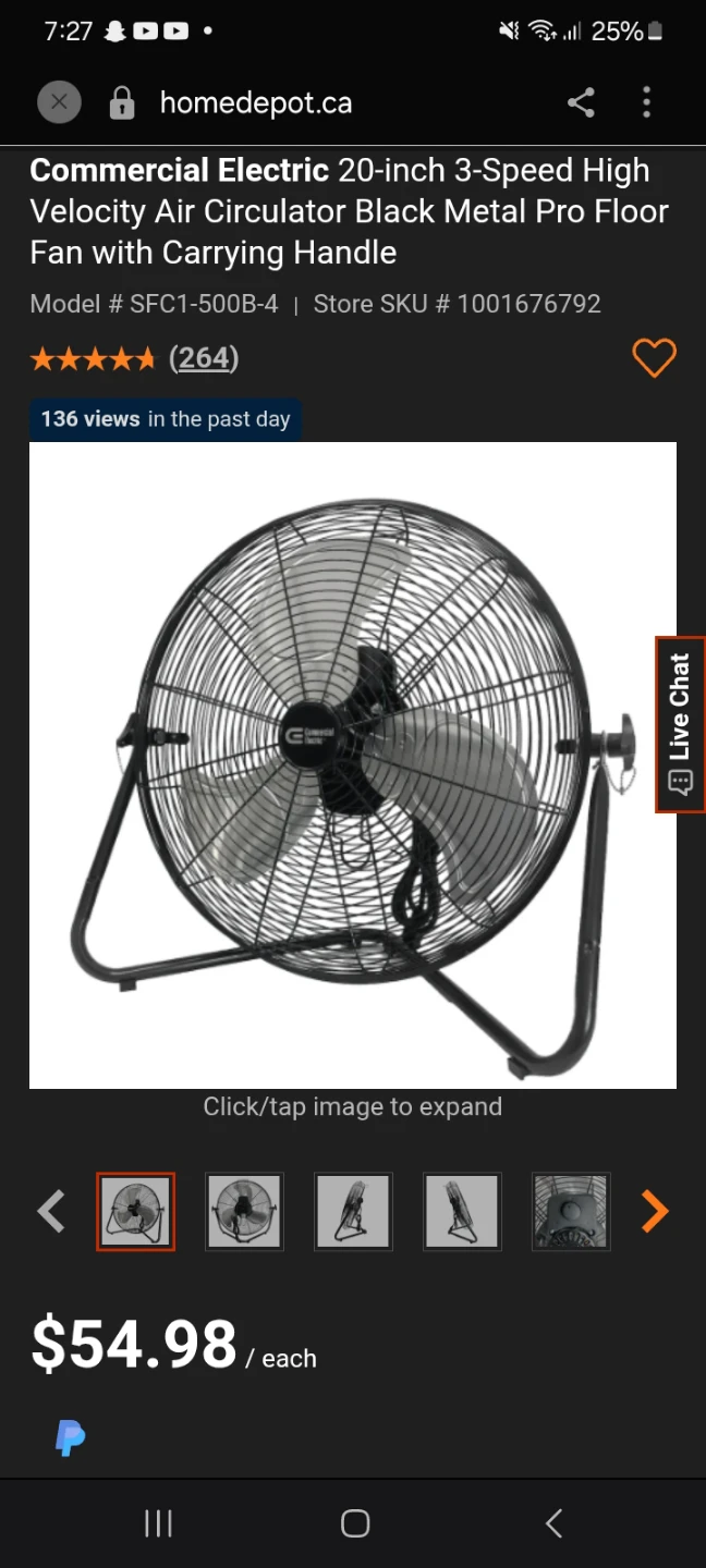 20-inch 3-Speed High Velocity r Black Metal Pro Floor Fan - photo 2