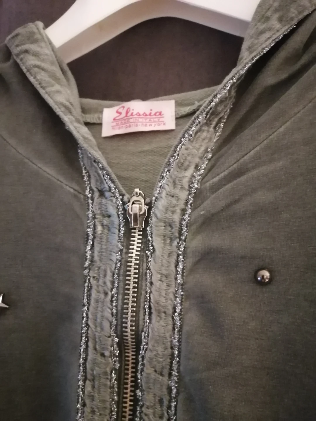 Italian Elissia Olive Green Studded Hoodie - photo 5