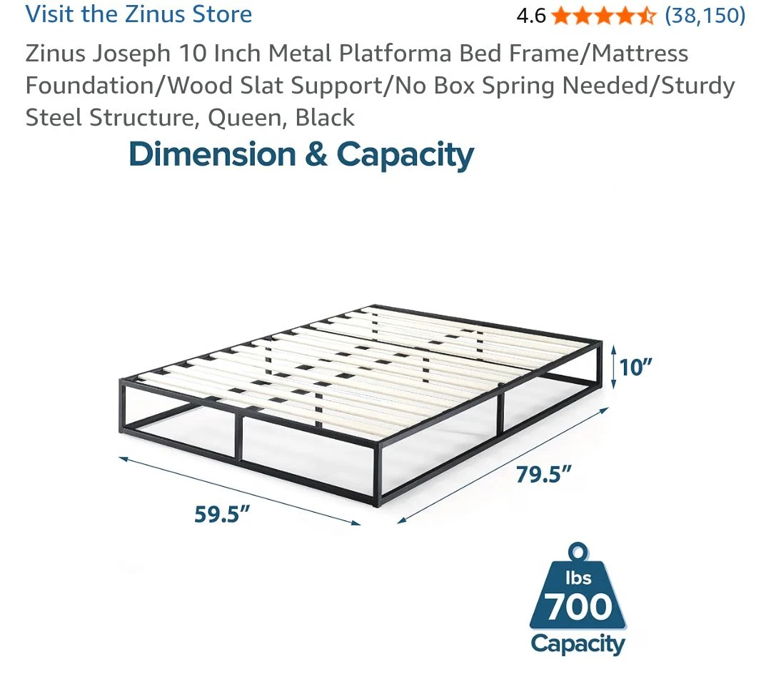 Zinus Heavy Duty Metal Platform Queen Bedframe - photo 2
