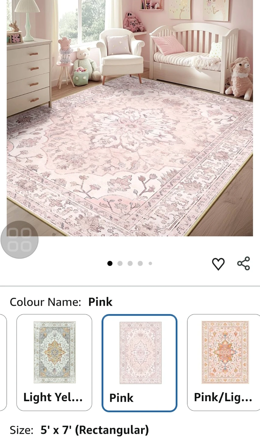 Pink Floral Pattern Area Rug - photo 3