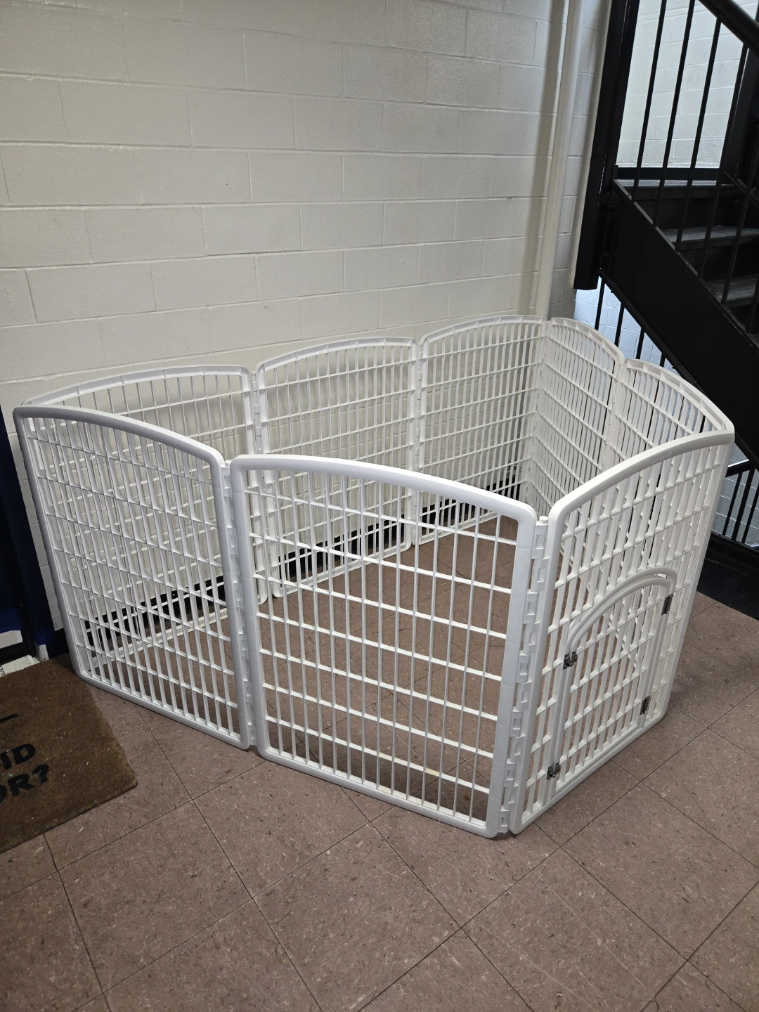 White 8-Panel Plastic Pet Playpen Enclosure with Gate
