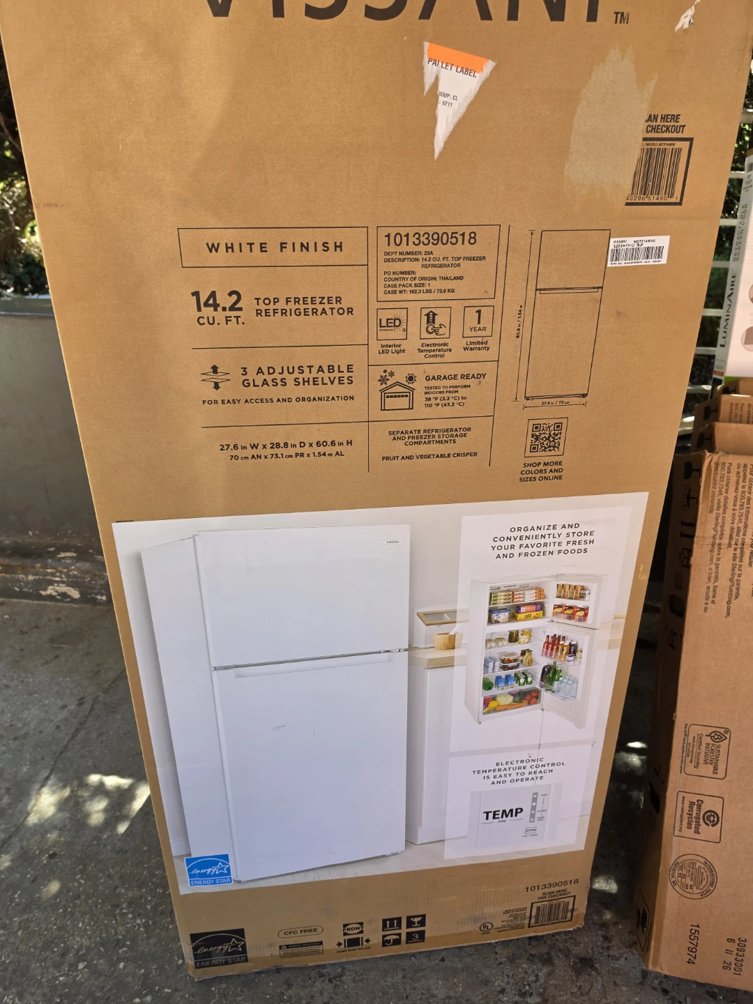 New Vissani 14.2 cu. ft. Top Freezer Refrigerator