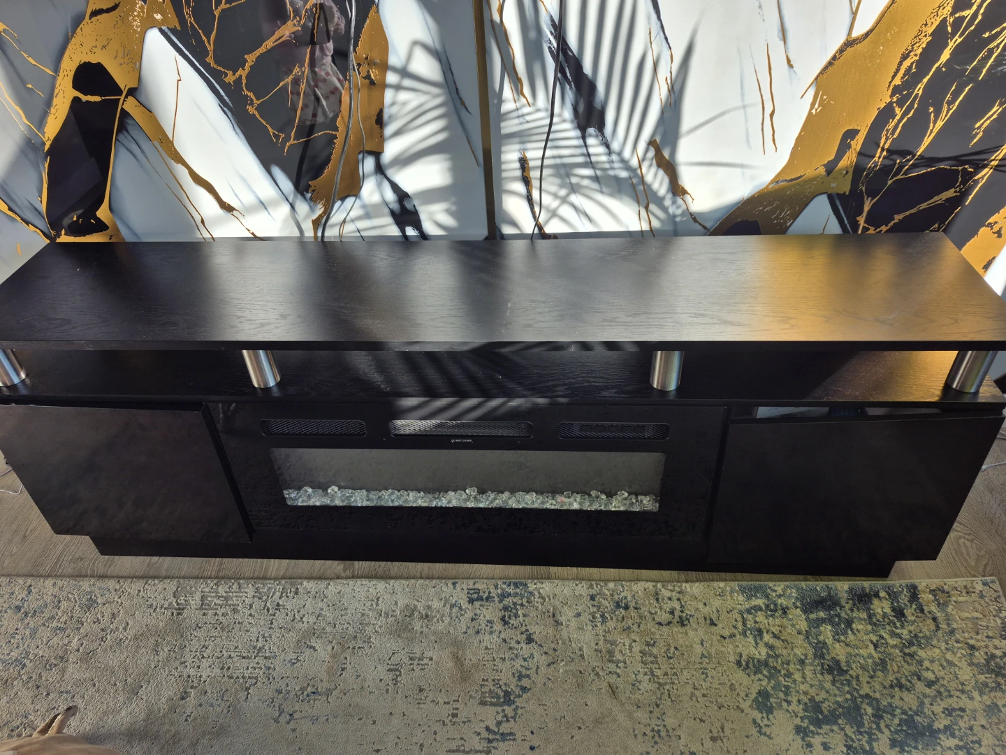 Black Electric Fireplace Media Console - photo 3