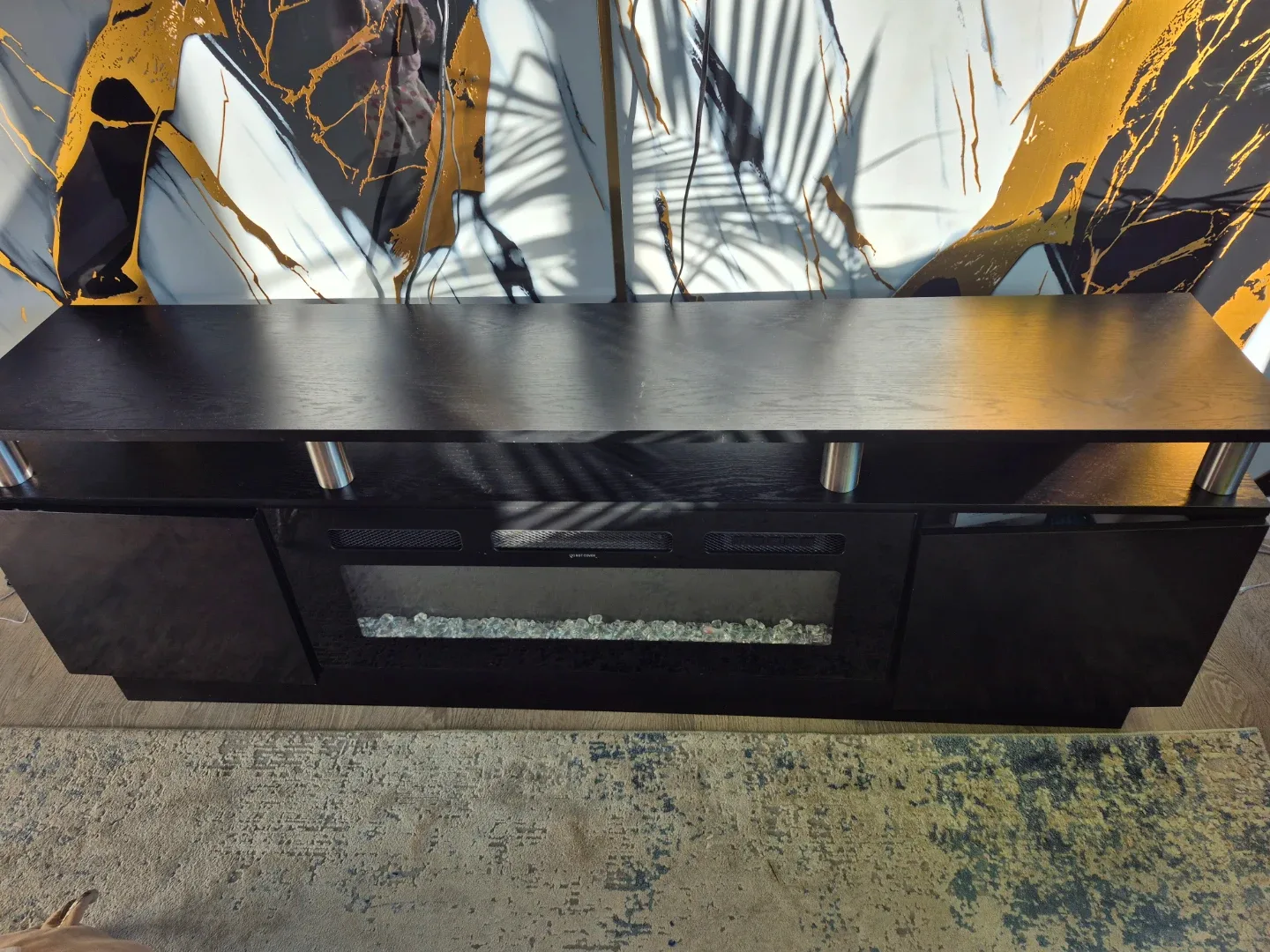 Black Electric Fireplace Media Console - photo 3
