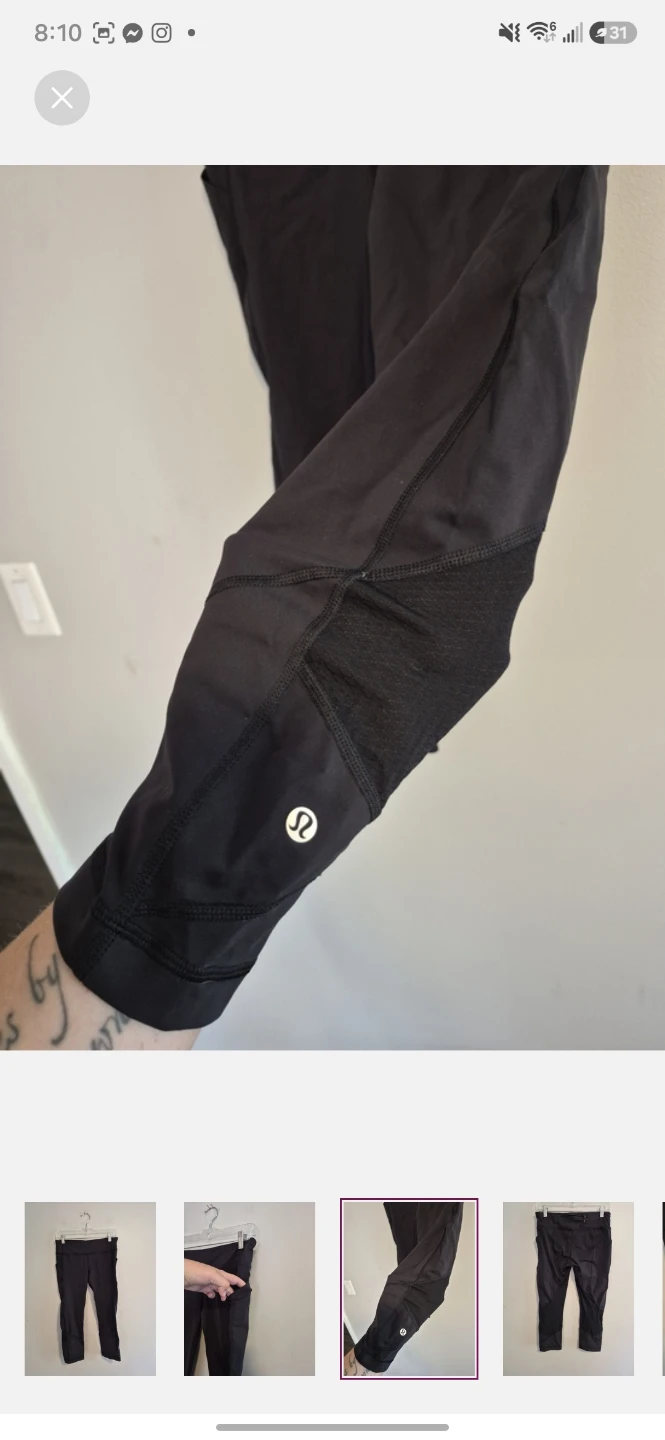 Lululemon Black Crop Leggings with Pockets - photo 3