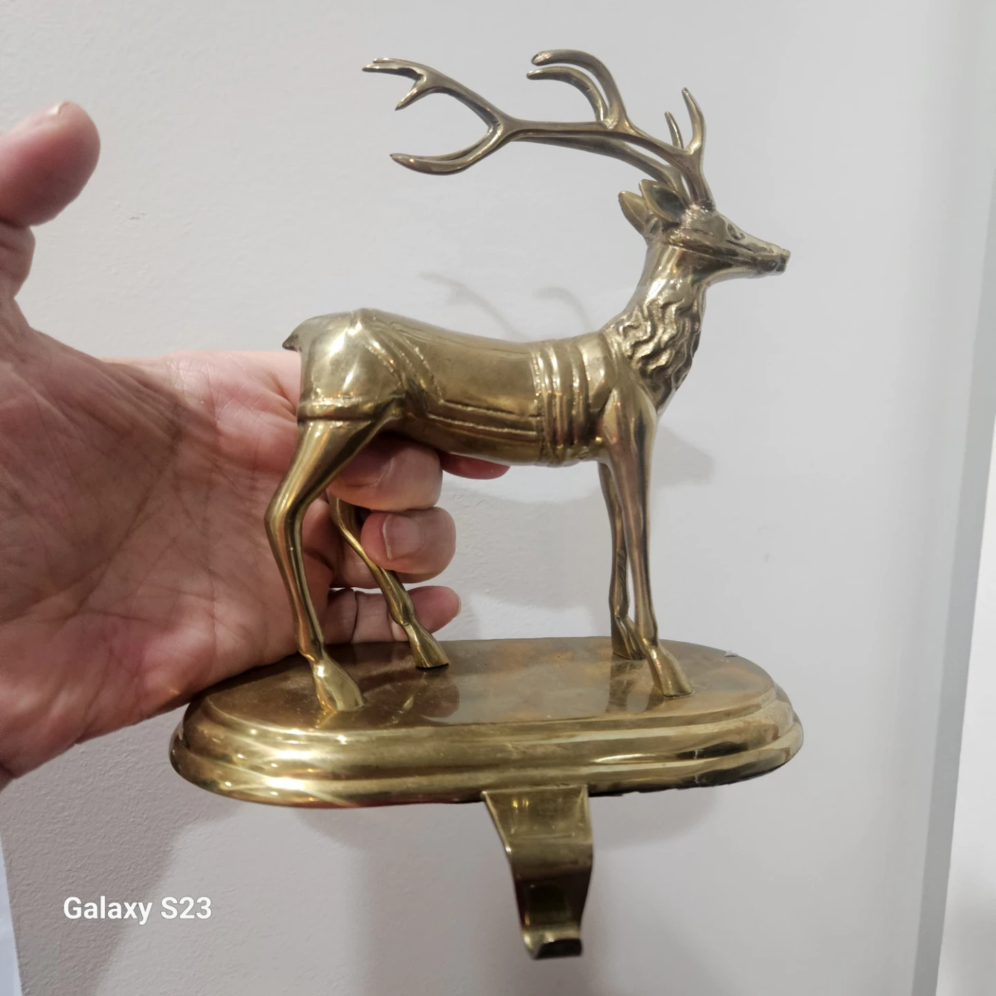 Frontgate Brass Reindeer Stocking Holder