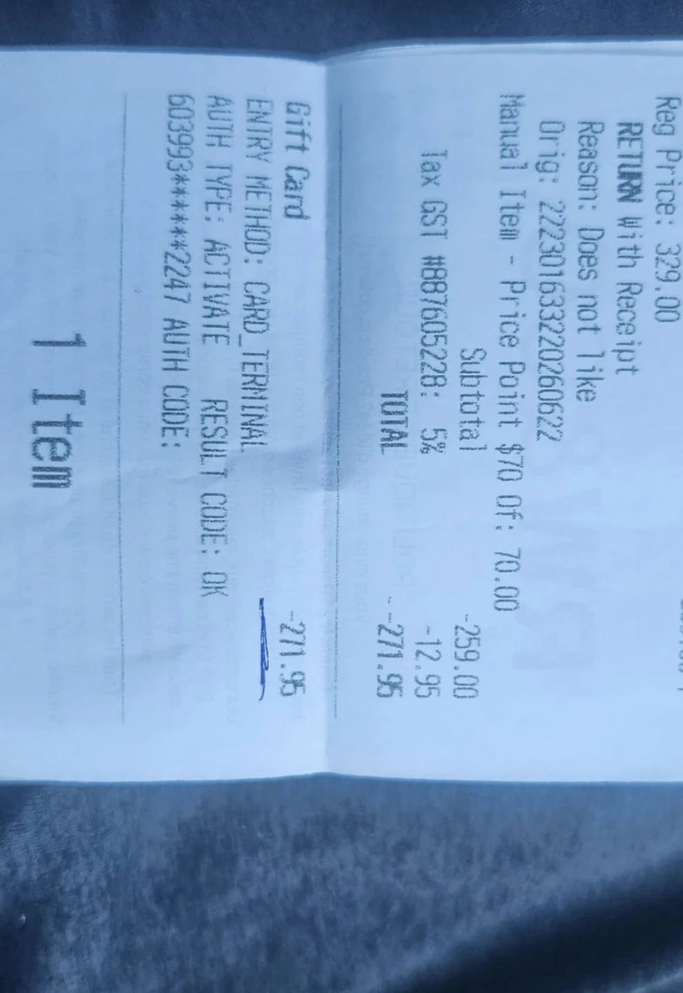 RW&CO. $271.95 Gift Card