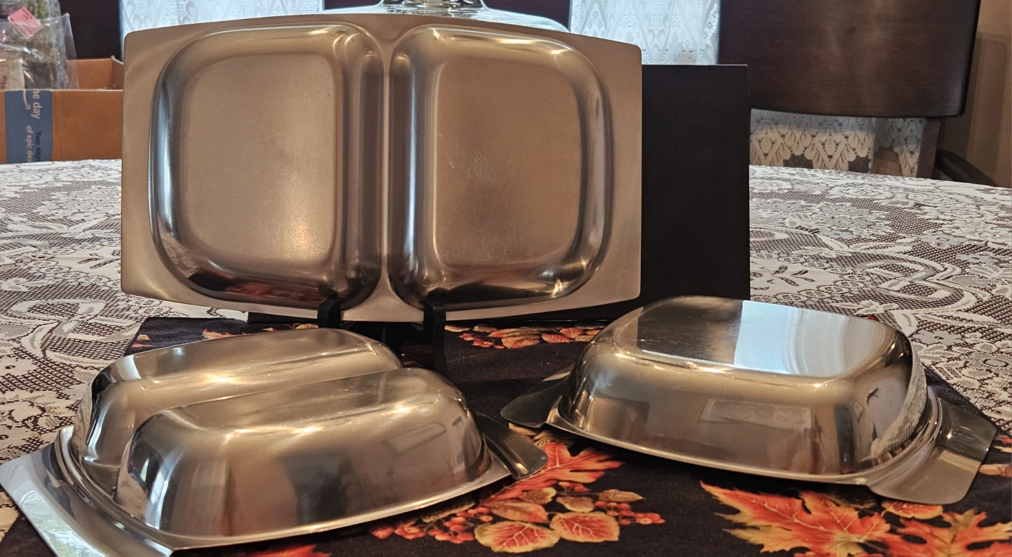MCM Stainless Steel 3-Piece Buffet Serving Set - photo 5