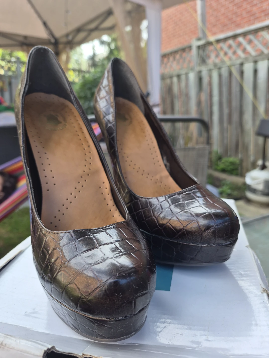Call It Spring Dajani Heels Brown Croc Size 9