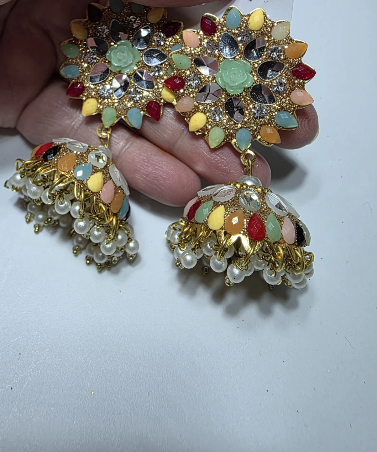 Multicolour Stone Jhumka Earrings