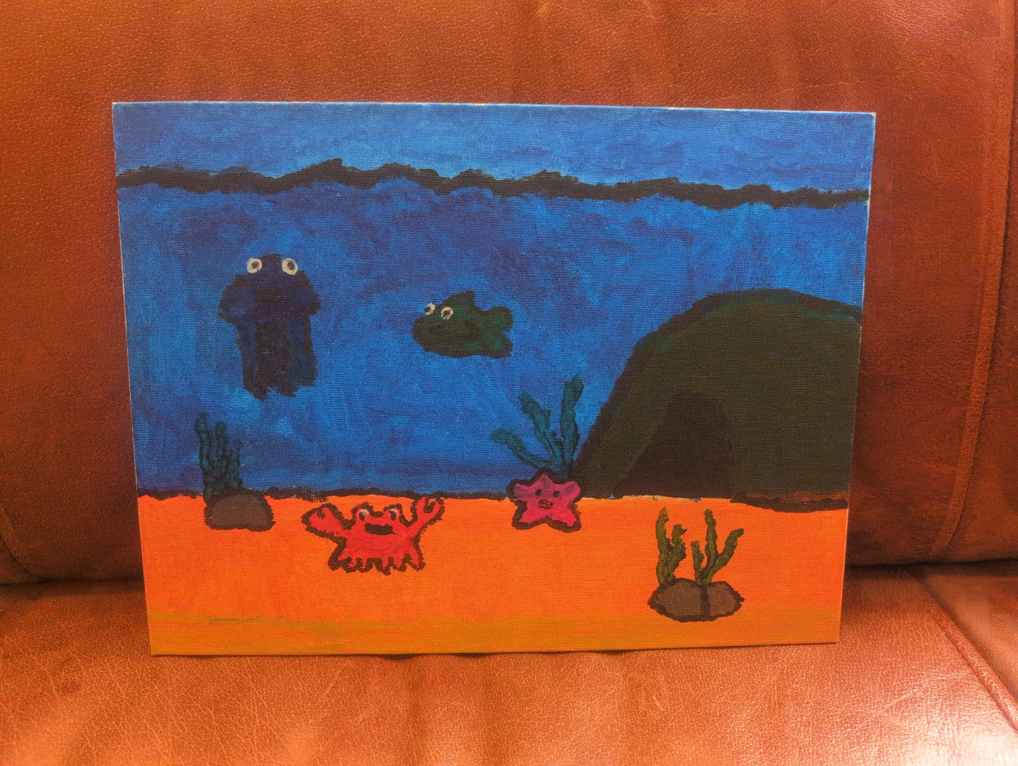 Hand-painted underwater scene canvas