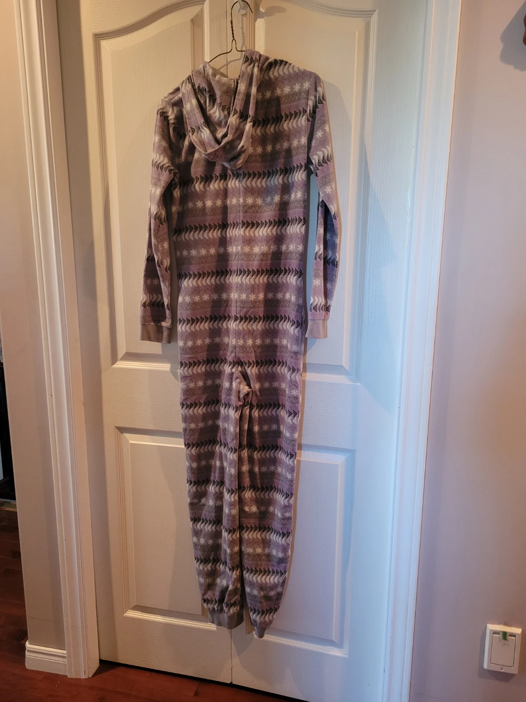 Purple Patterned Hooded Onesie