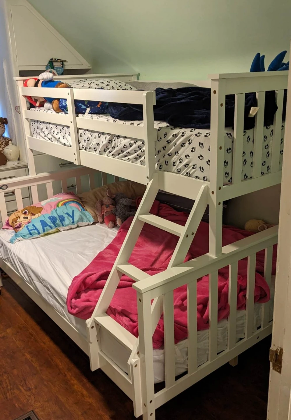 White Wooden Twin over full Bunk Bed