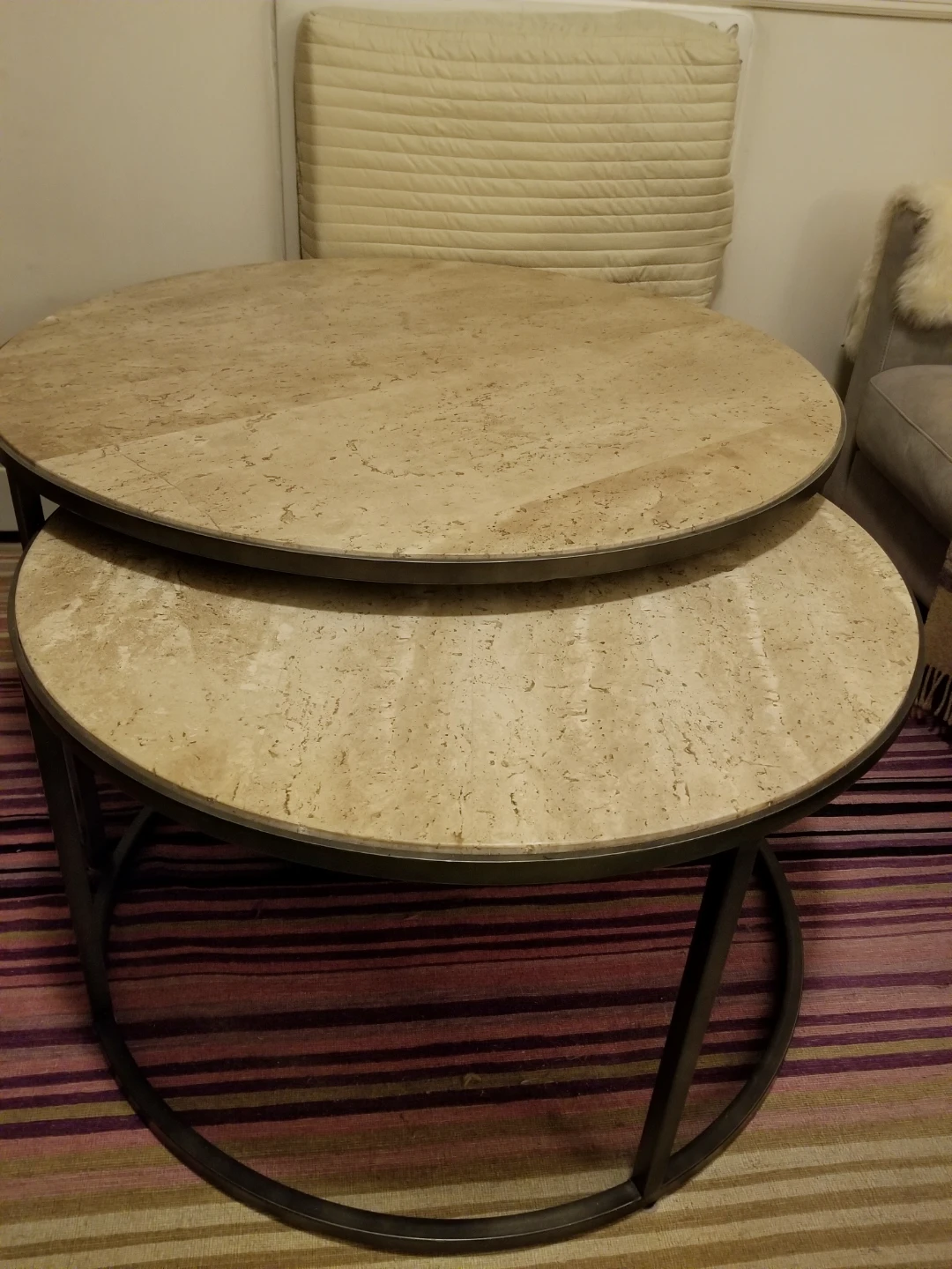 Round Nesting Coffee Table set  w/ Side Accent Table - photo 5
