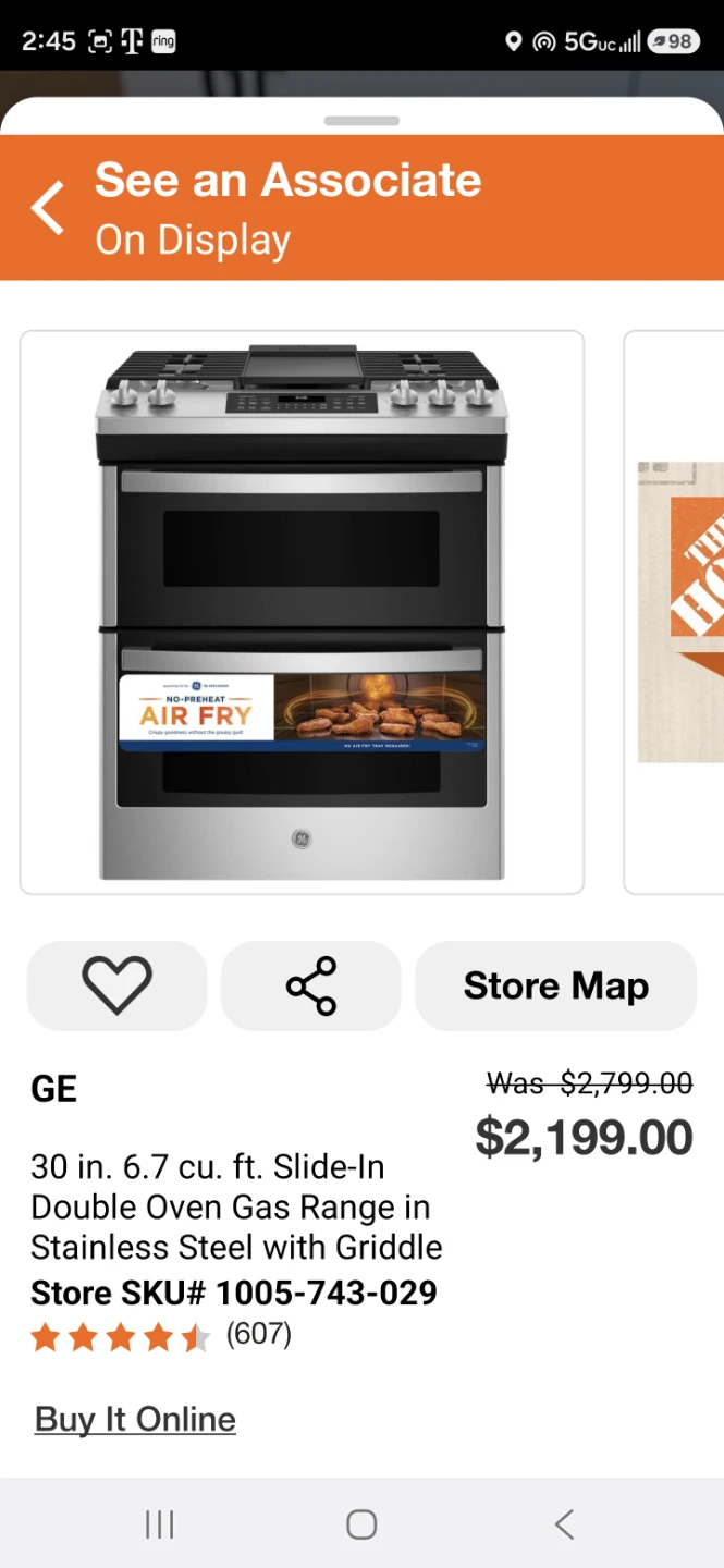 GE 30 in. Double Oven Gas Range with Air Fry