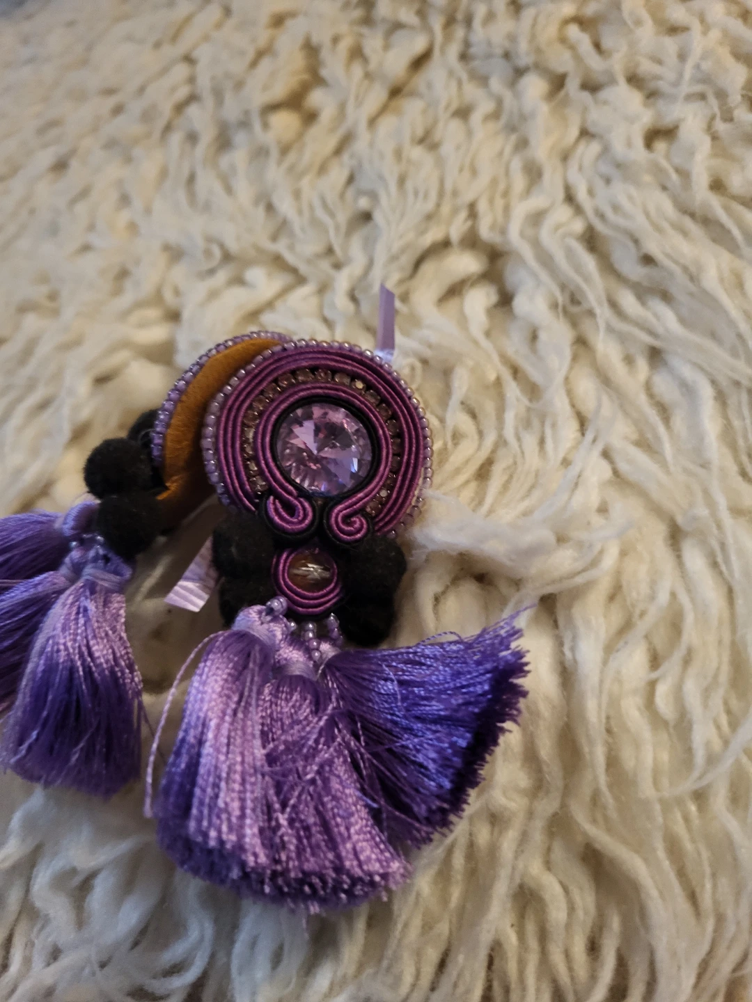 Handmade Purple Soutache Tassel Earrings🏈