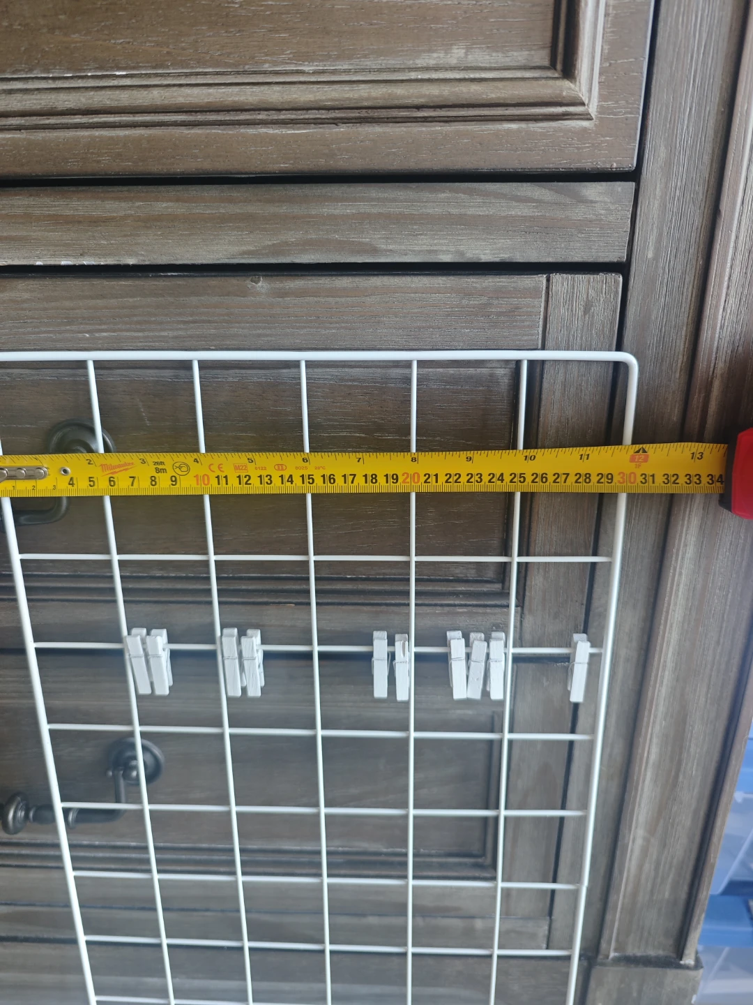 White Wire Grid Panel with Clothespins - photo 2