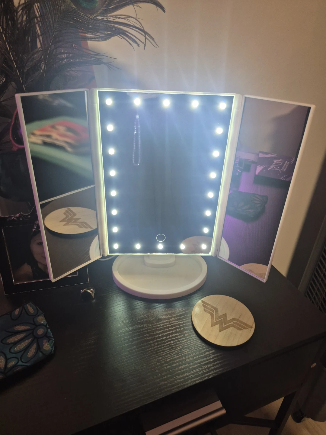 Tri-fold Vanity Mirror with LED Lights