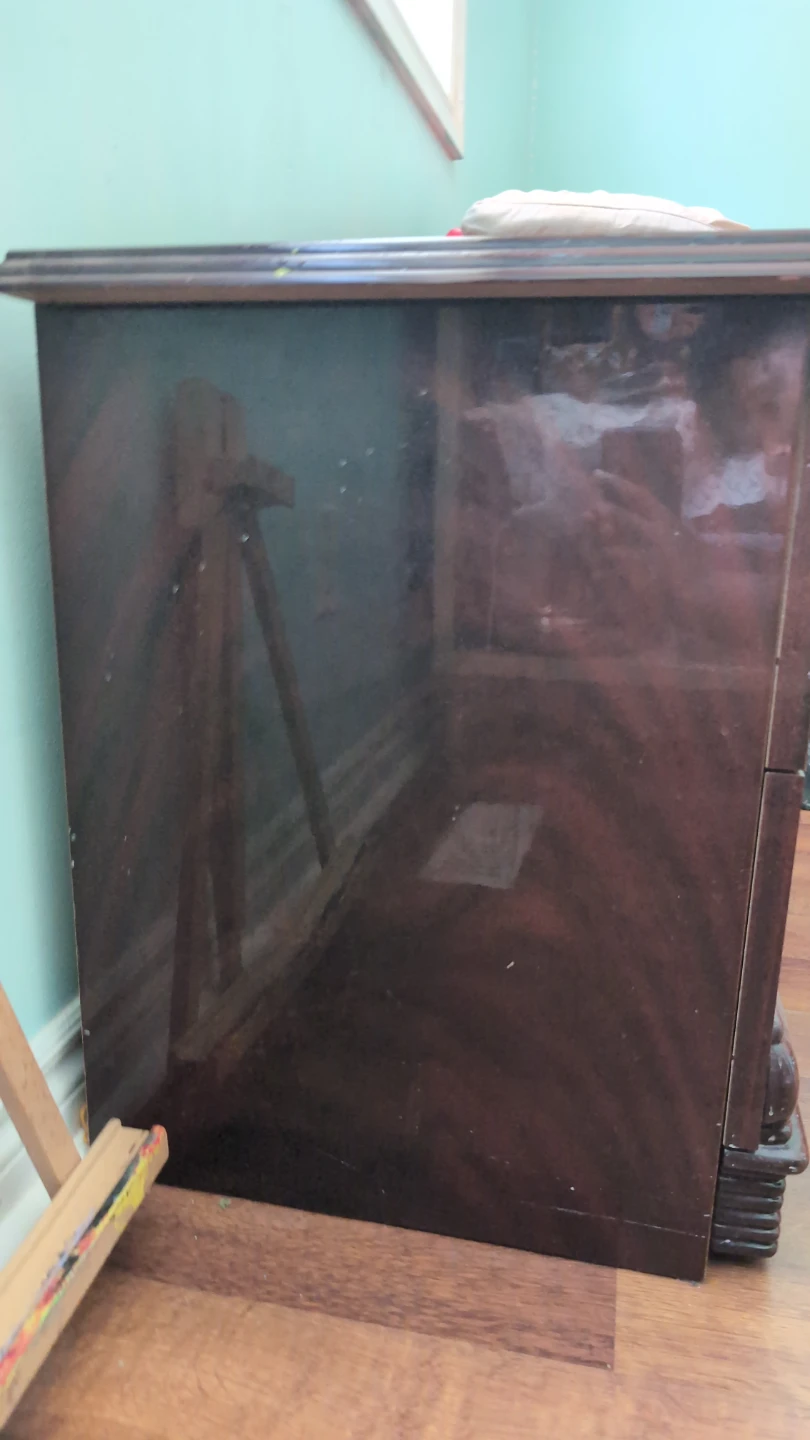 Vintage Dark Wood Nightstand with Two Drawers - photo 3