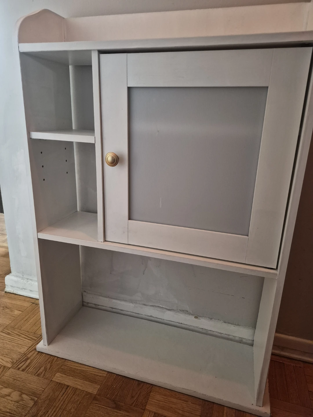 White Wall Vanity Shelf with Cabinet
