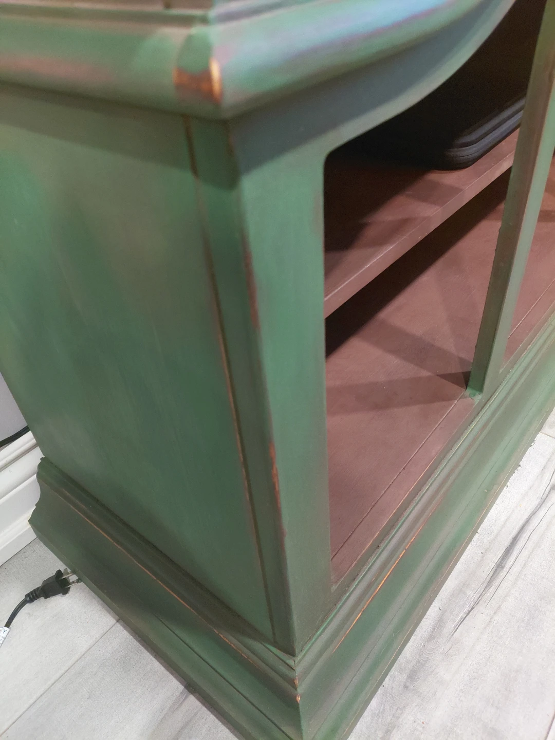 Distressed Green Wood TV Console - photo 4