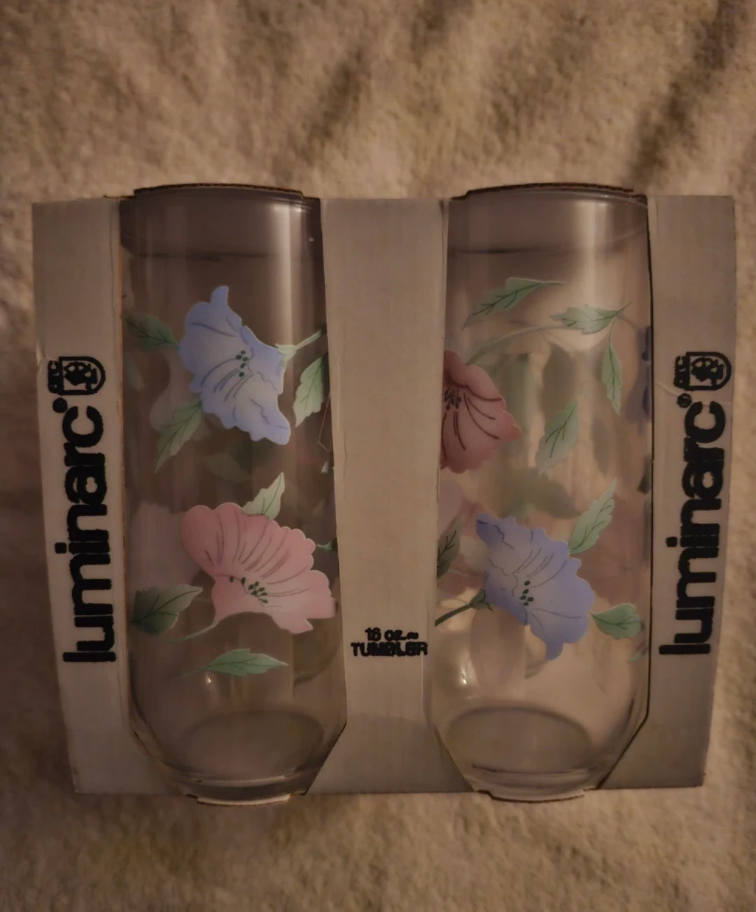 NEW SET 4 Luminarc Floral 16 oz Tumblers Glasses 🏈 - photo 2