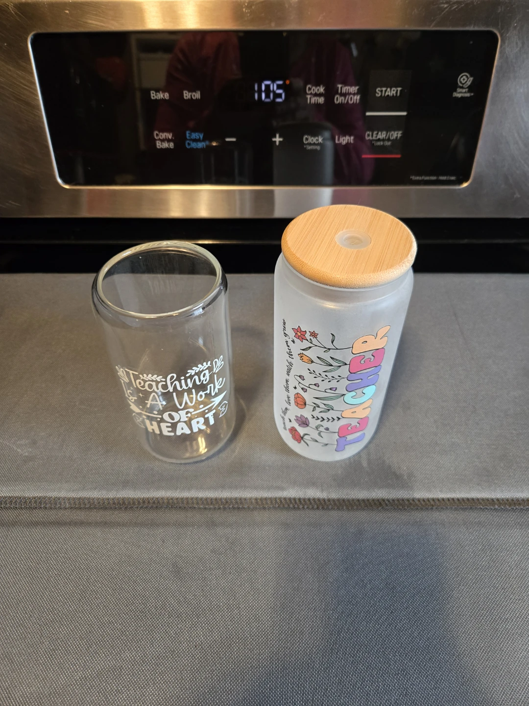 Premium 16oz Glass Teacher Tumblers Iced Coffee Cups New - photo 2