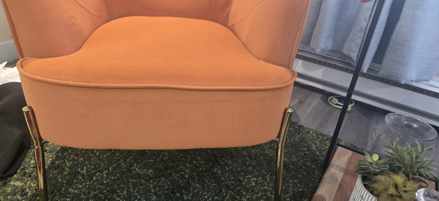 Two Orange Velvet Accent Chairs - photo 4