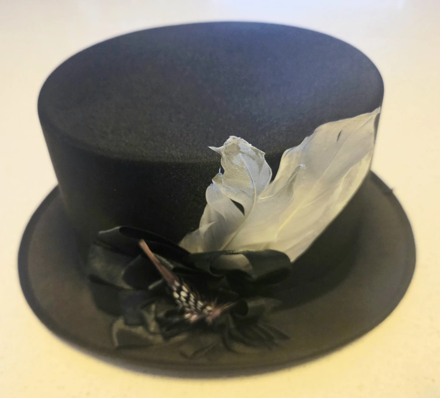 Black Formal Top Hat with Feathers