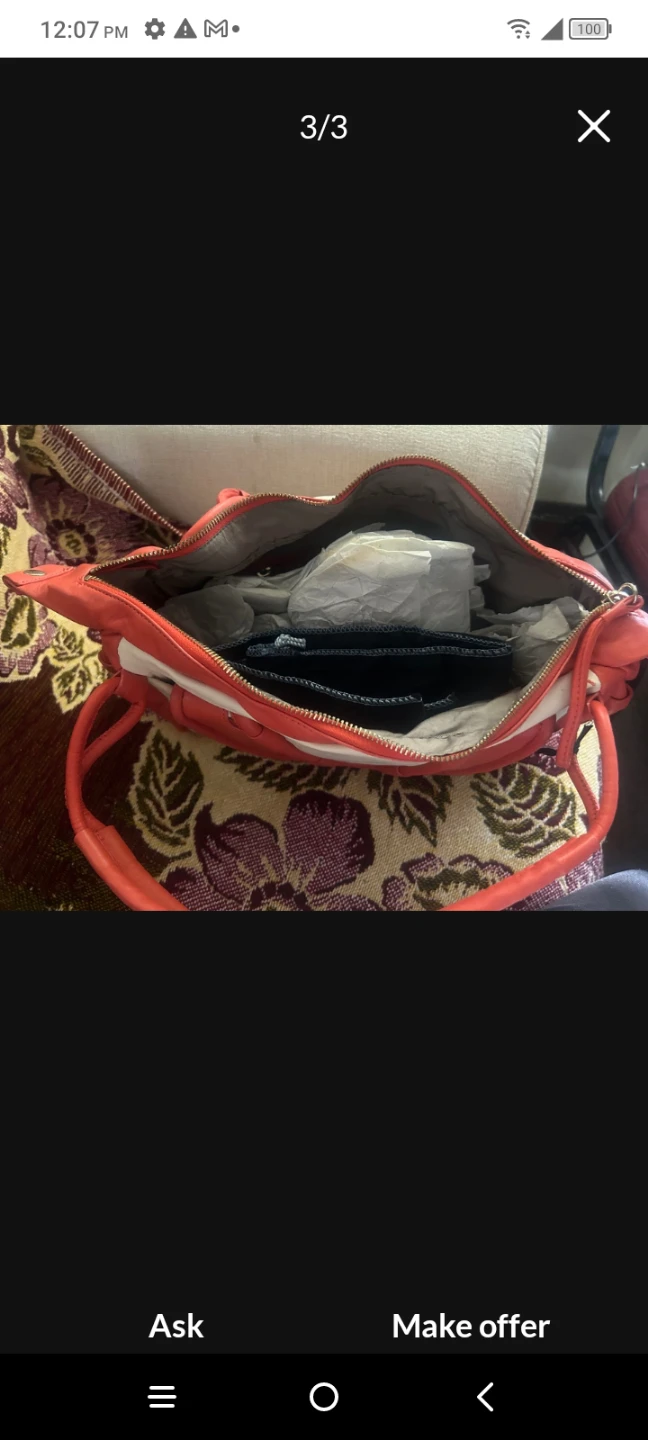 Cynthia Rowley Coral & White Leather Handbag - photo 3