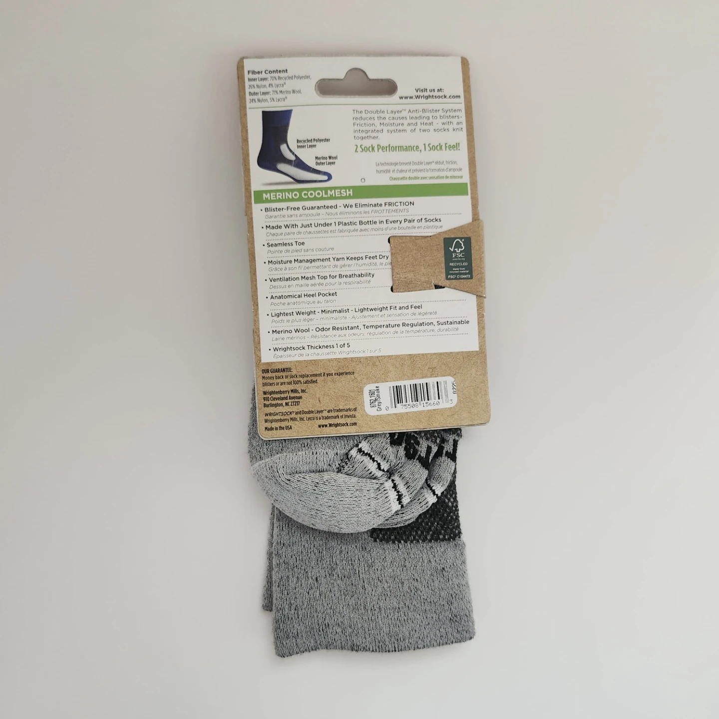 Wright Sock lightweight Merino CoolMesh  Anti Blister Med NEW - photo 2