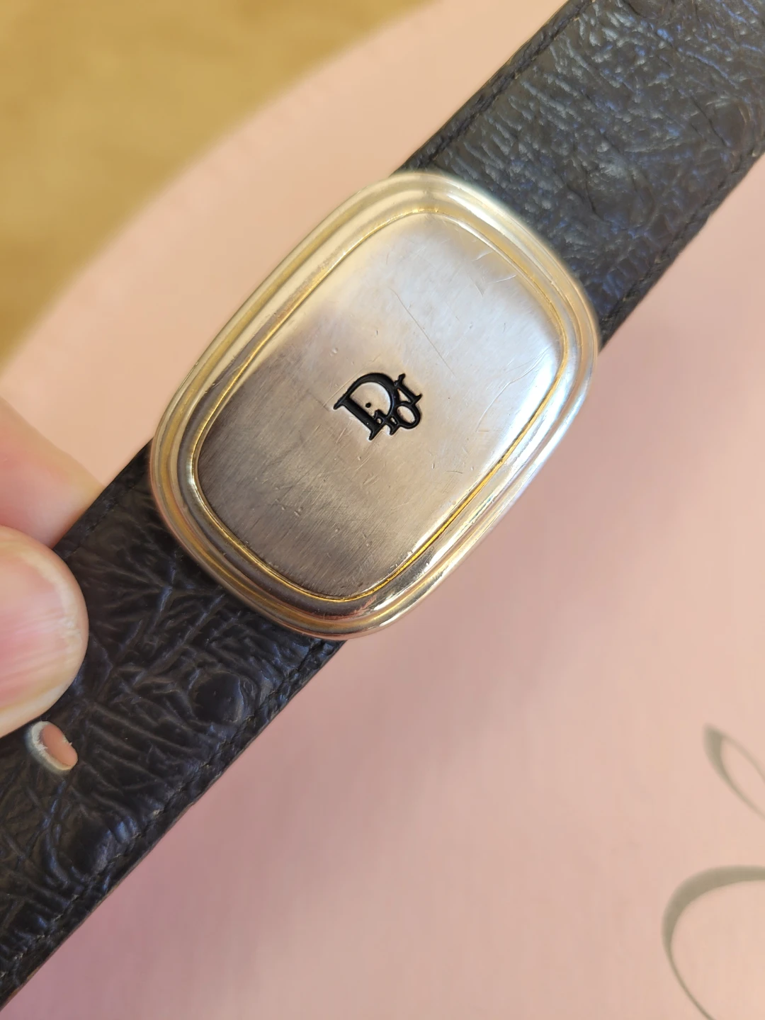 Vtg. Christian Dior Black Textured Leather Belt - photo 3