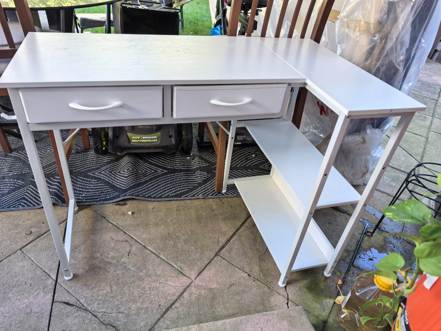 White L-Shaped Desk with Drawers