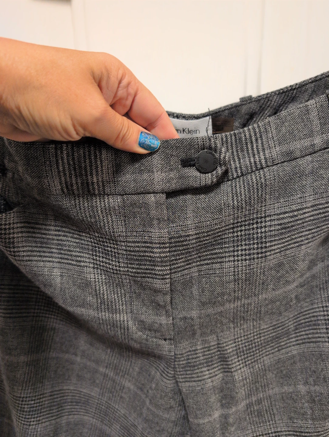 Calvin Klein Grey Plaid Trousers - photo 2