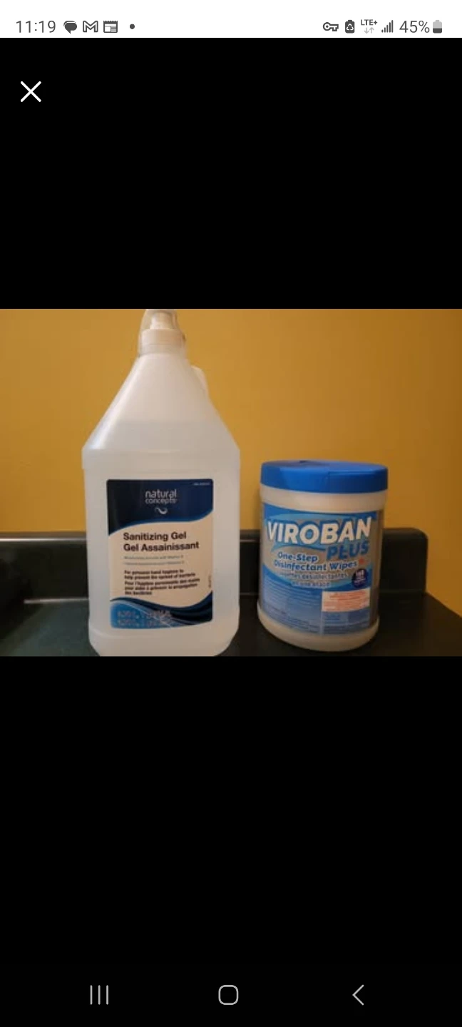 Natural Concepts Sanitizer and Viroban Plus Wipes