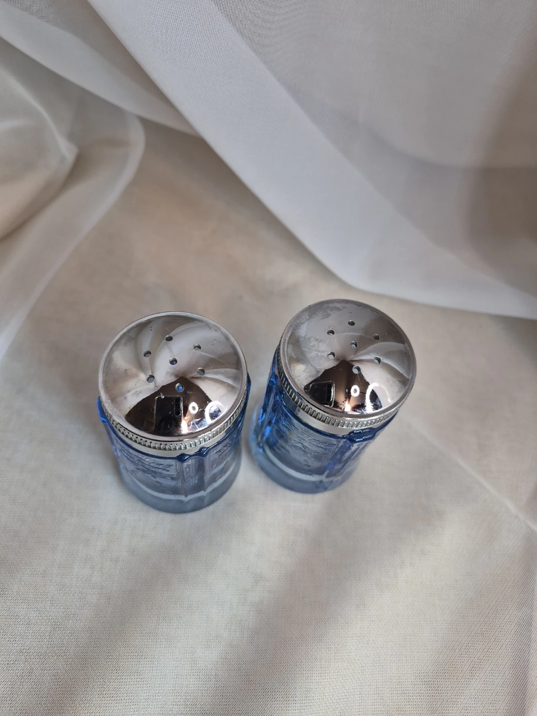 Beautiful Vintage Light Blue Glass Salt and Pepper Shaker Set - photo 3