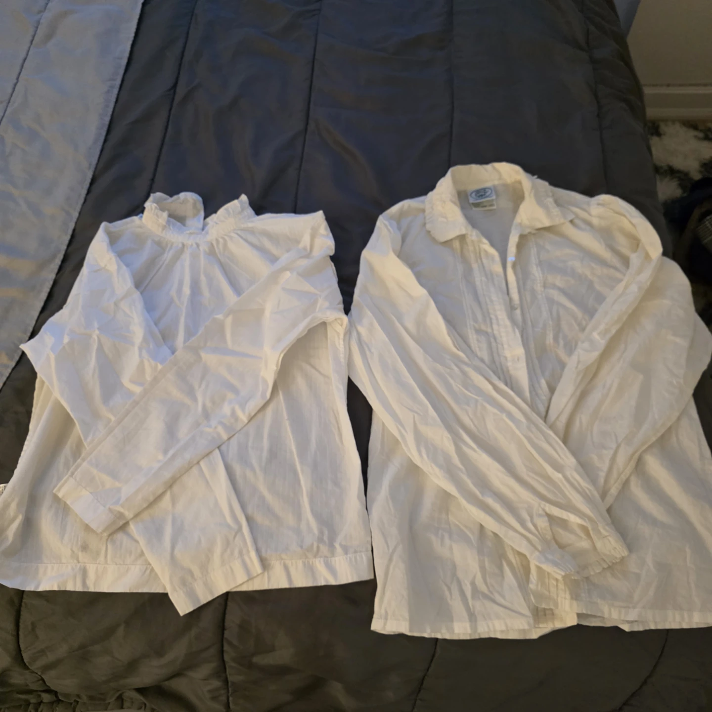White Cotton Long Sleeve Blouses for Office