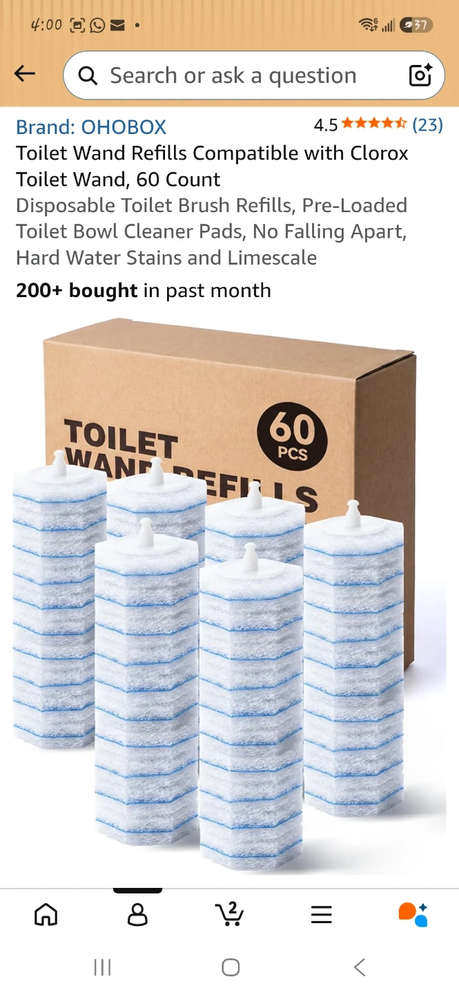 50 Count OHOBOX Toilet Wand Refills