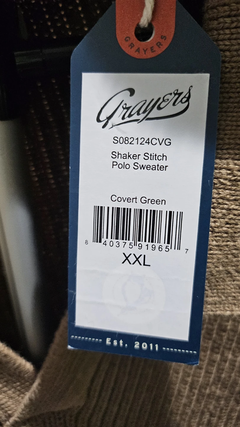 Grayers Shaker Stitch Polo Sweater, Covert Green, XXL - photo 3