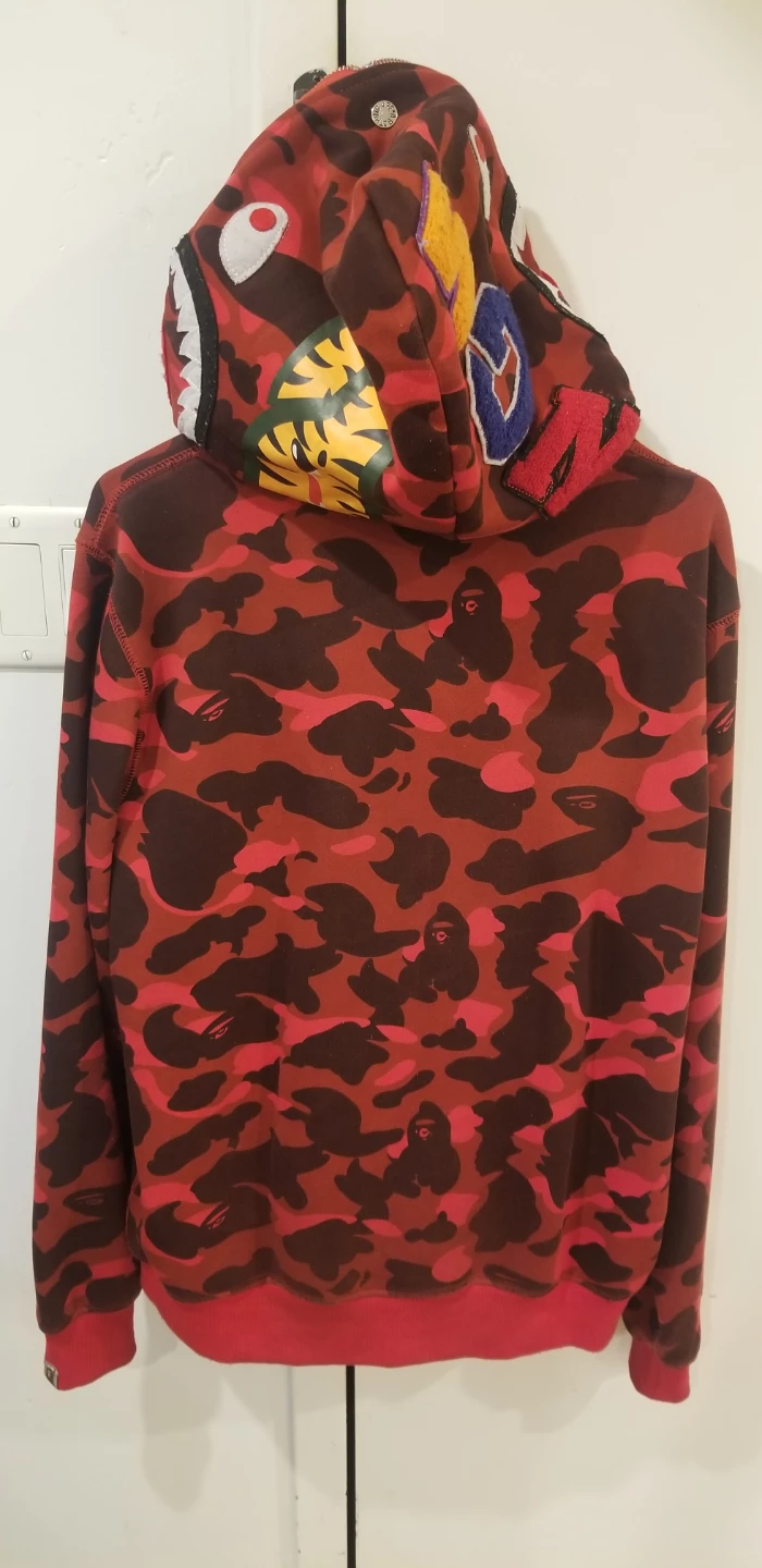 A Bathing Ape Red Camo Shark Full-Zip Hoodie - photo 4