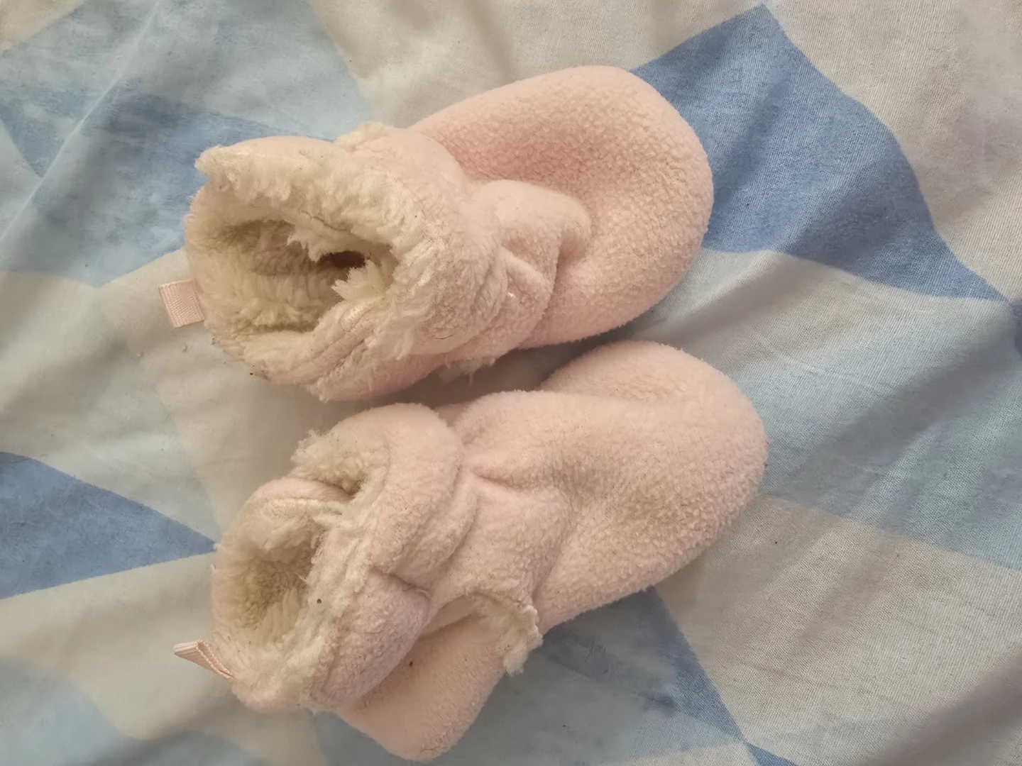 Baby Pink Fleece Booties with Sherpa Lining