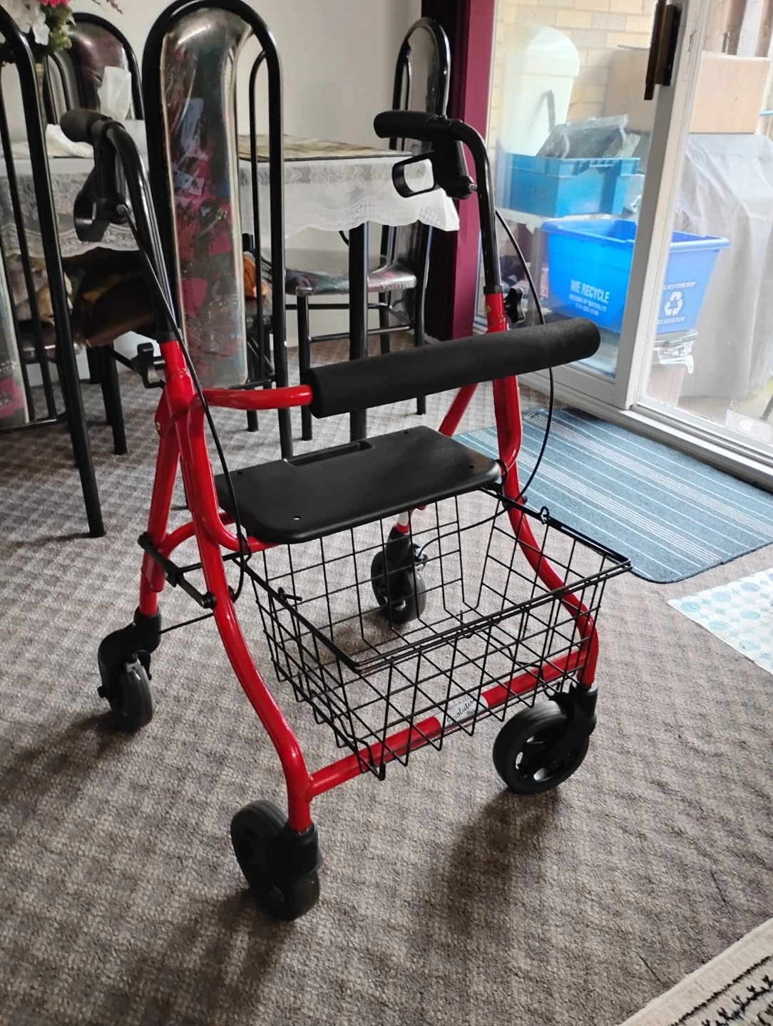 Red Walker with Seat and Basket