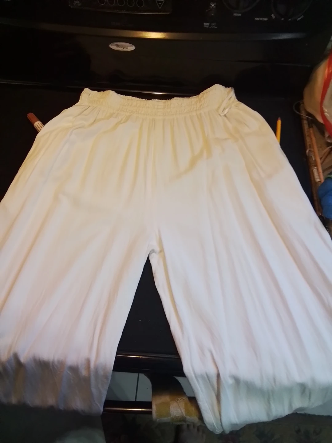 Kibis White Rayon Pants - Size Large - photo 3
