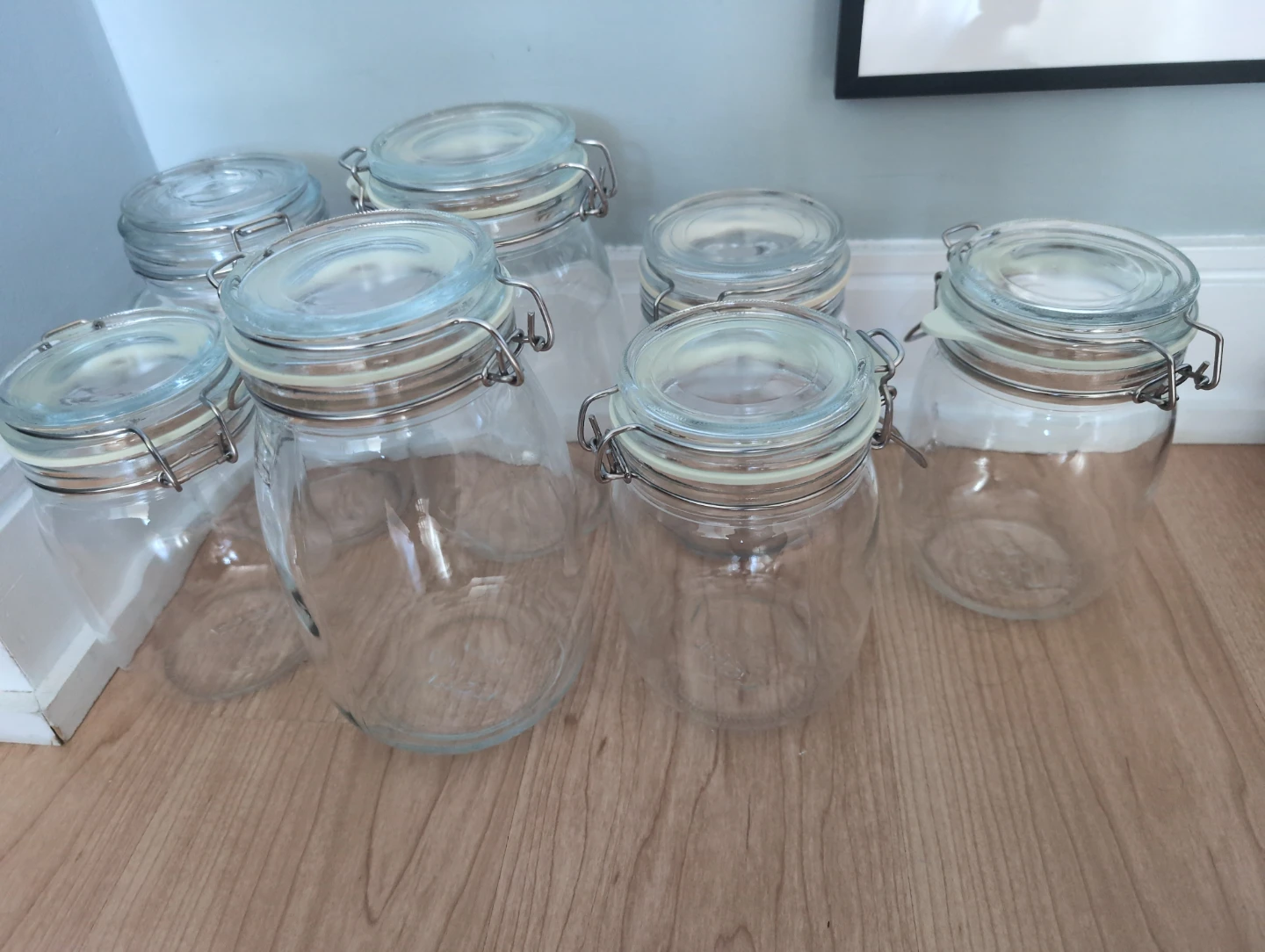 Set of 6 Glass Storage Jars with Airtight Lids