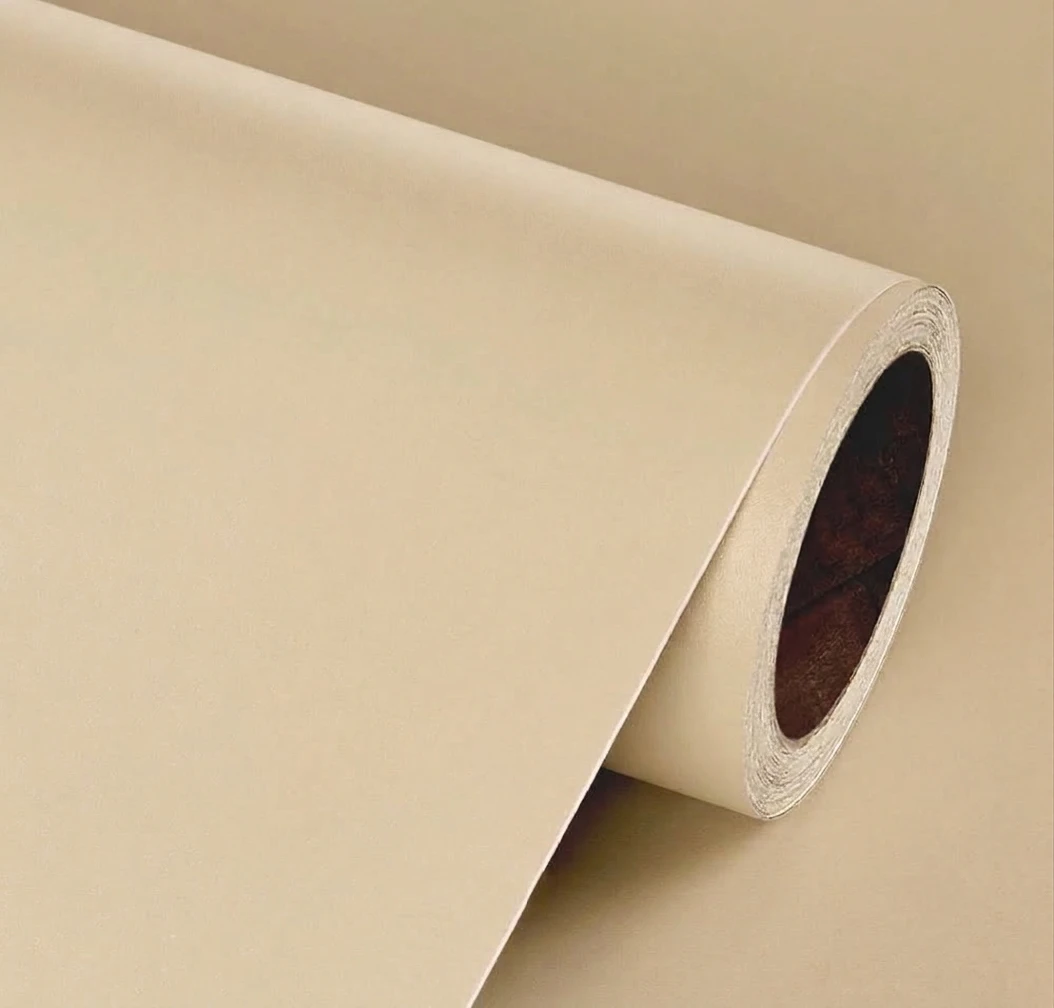 Beige (Pale Tan) Matte Self-Adhesive Wallpaper 23"×236"