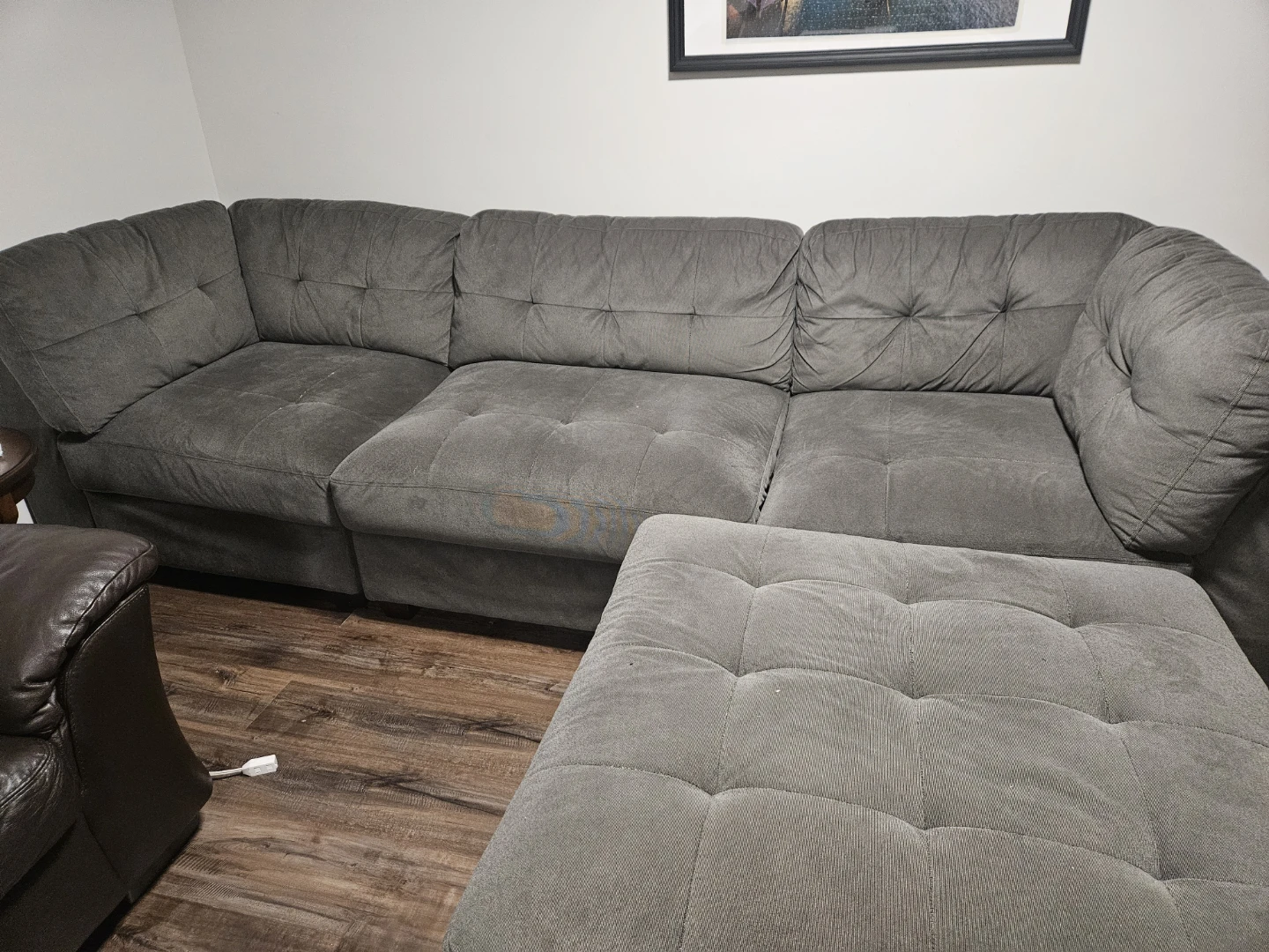 Grey tufted sectional sofa  4 piece - photo 2