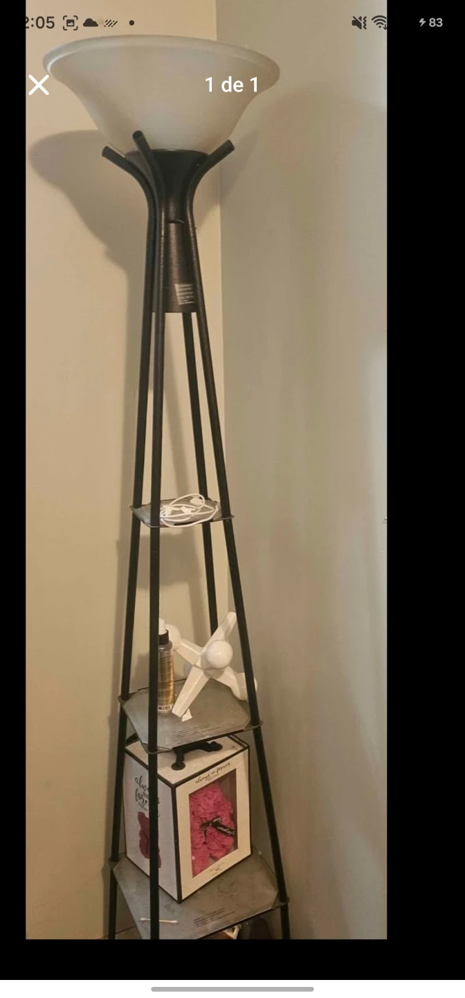 Black Floor Lamp with Shelves